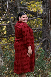 Burgundy Holly Berry Plus Midi Dress