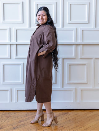 Classic Chocolate Brown Shirt Dress