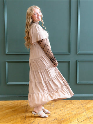 Tan Tiered Maxi Dress