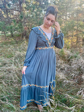 Load image into Gallery viewer, Teal Embroidered Fiesta Maxi Dress
