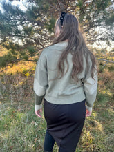 Load image into Gallery viewer, Sage Green Colorblock Patchwork Sweater

