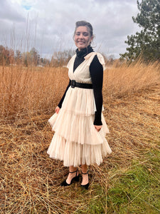 Buttercream Champaign Tulle Holiday Jumper Dress