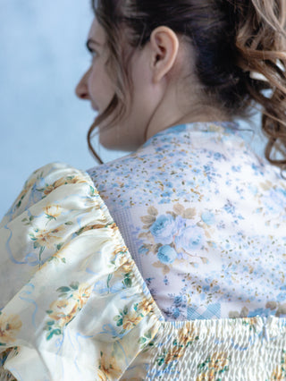 Blue Floral Patchwork Layering Top