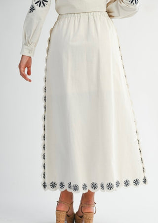 Boho Dream Embroidered Front Tie Top and Matching Skirt Set
