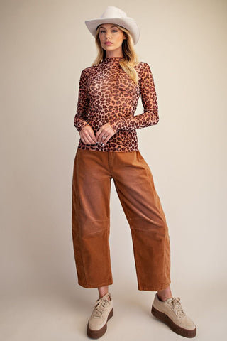 Rust Leopard Mesh Layering Top