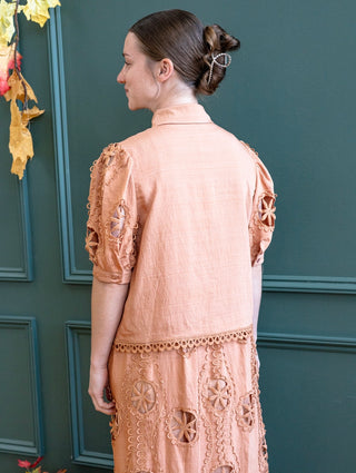 Apricot Skirt and Top Matching Eyelet Set