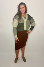 Load image into Gallery viewer, Sage Green Colorblock Patchwork Sweater
