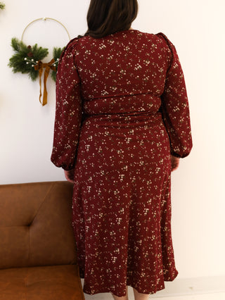 Cranberry Punch Floral Satin Dress