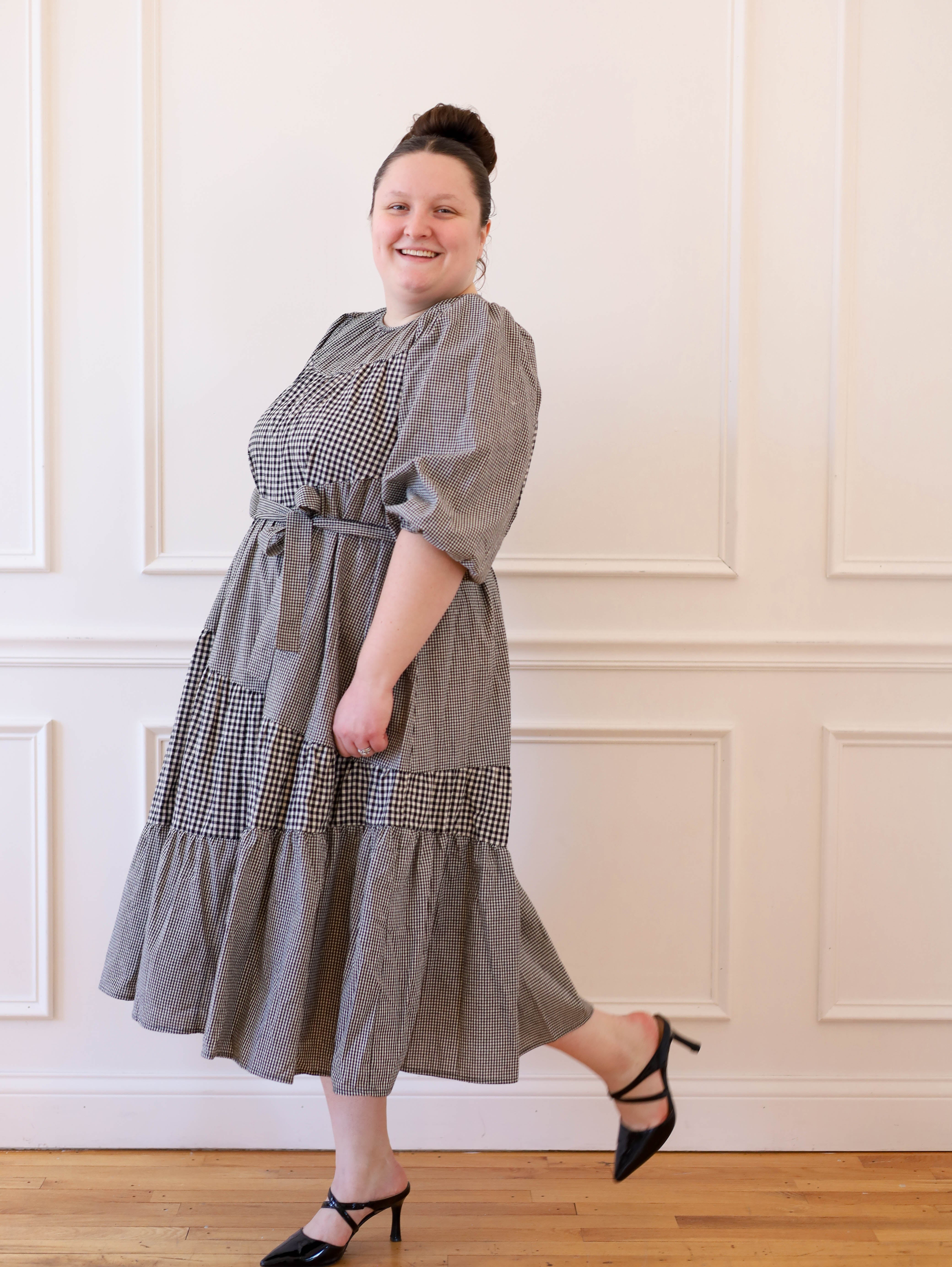 white and black gingham dress Black and White Gingham Tie Midi Dress – Wild & Free Boutiques