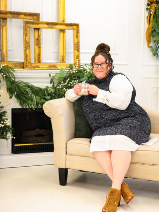 Winter Wonderland Charcoal and Ivory Turtleneck Sweater Dress