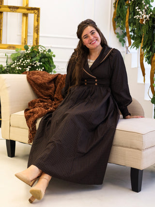 Vintage Plaid Statement Collar Dress