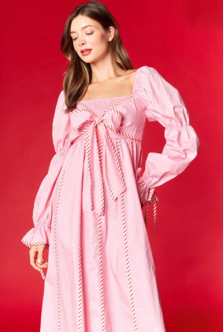 Pink Candy Cane Stripe Midi Dress