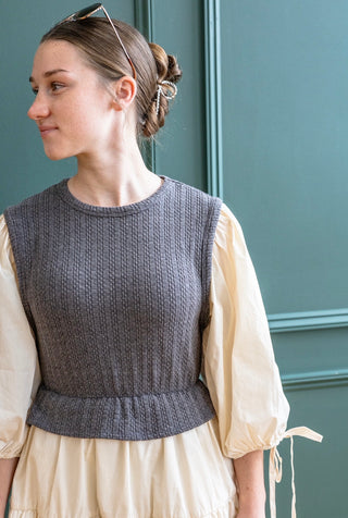 Charcoal Gray Sweater Vest Midi Dress