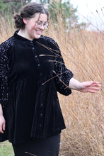 Load image into Gallery viewer, Black Velvet Sparkle Plus Size Top
