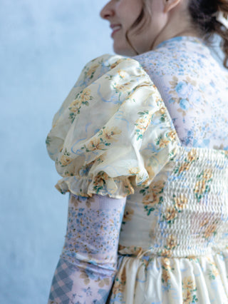 Lemon / Blue Garden Party Floral Dress