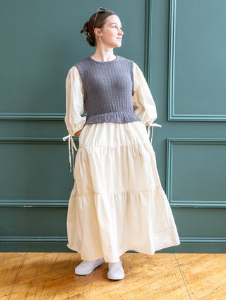 Charcoal Gray Sweater Vest Midi Dress