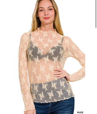 Nude Floral layering Top
