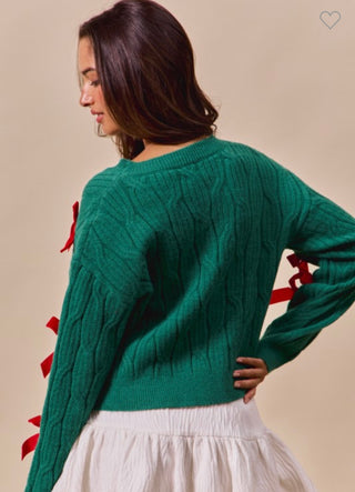 Hunter / Red Velvet Bow Sweater