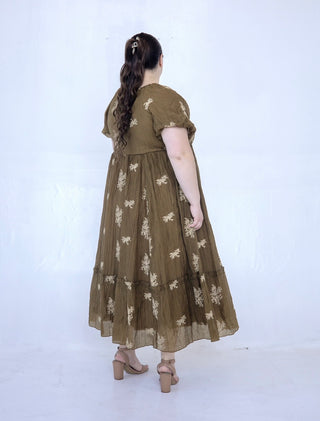 Summertime Bronze Baby's Breath Embroidered Dress