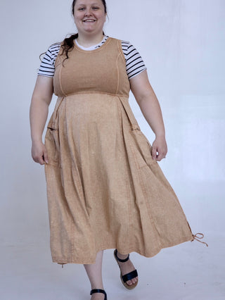Khaki Everyday Mineral Wash Jumper Dress