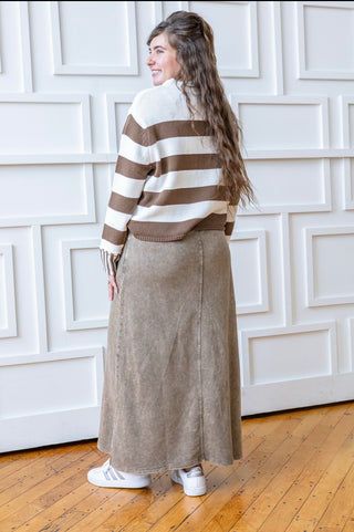 Cozy Campfire Mocha Striped Sweater