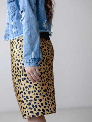 Leopard Satin Midi Skirt