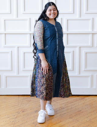 Boho Patchwork Denim Shirt Dress