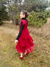 Load image into Gallery viewer, Dark Red Tulle Holiday Jumper Dress
