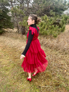 Dark Red Tulle Holiday Jumper Dress