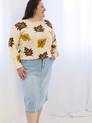 Falling Leaves Cream Sweater