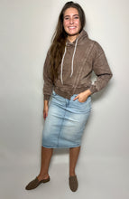 Load image into Gallery viewer, Mocha Asymmetrical Acid Wash Fleece Sweatshirt
