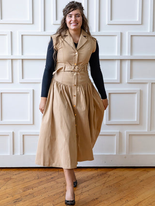Taupe Button Up Trench Coat Dress