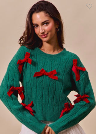 Hunter / Red Velvet Bow Sweater