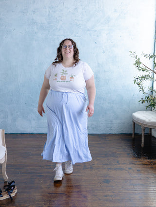 Blue Pastel Knit Drawstring Skirt