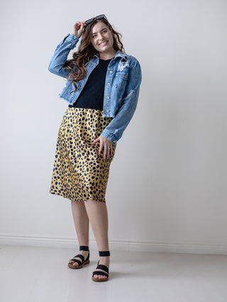 Leopard Satin Midi Skirt