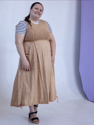 Khaki Everyday Mineral Wash Jumper Dress