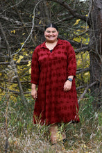 Load image into Gallery viewer, Burgundy Holly Berry Plus Midi Dress
