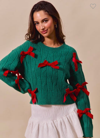 Hunter / Red Velvet Bow Sweater