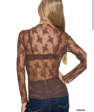 Chocolate Brown Floral layering Top
