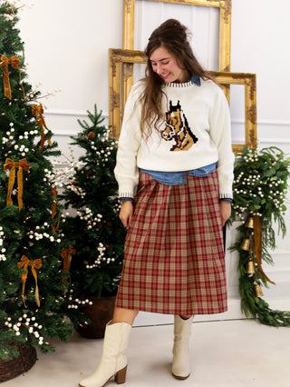 Navy Vintage Horse Head Motif Sweater