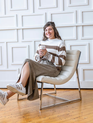 Cozy Campfire Mocha Striped Sweater