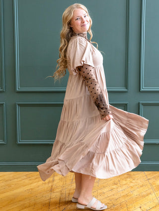 Tan Tiered Maxi Dress