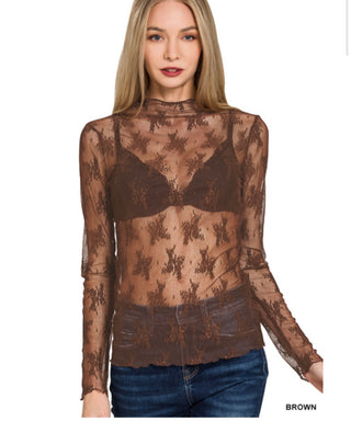Chocolate Brown Floral layering Top