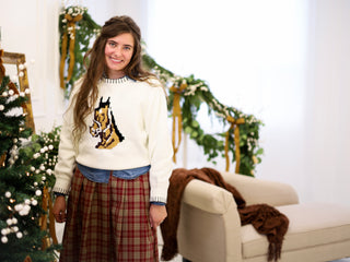 Navy Vintage Horse Head Motif Sweater