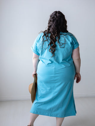 Teal Short Sleeve T-Shirt Dress