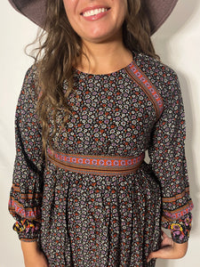 Wildflower Bouquet Floral Border Boho Midi