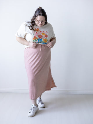 Pink Pastel Knit Drawstring Skirt