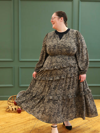 Dusty Olive Floral Printed Maxi Dress