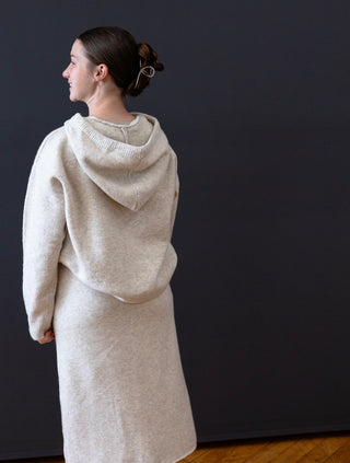 Oatmeal Cream Matching Skirt and Top Sweater Set