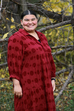 Load image into Gallery viewer, Burgundy Holly Berry Plus Midi Dress
